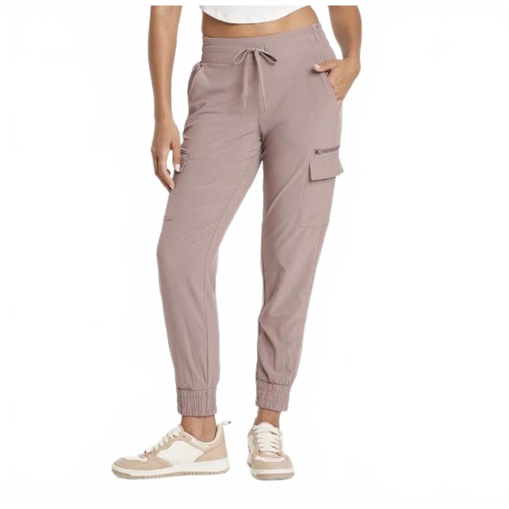 All in Motion Women's Light Mid-Rise Cargo Joggers Brown L - Picture 1 of 2